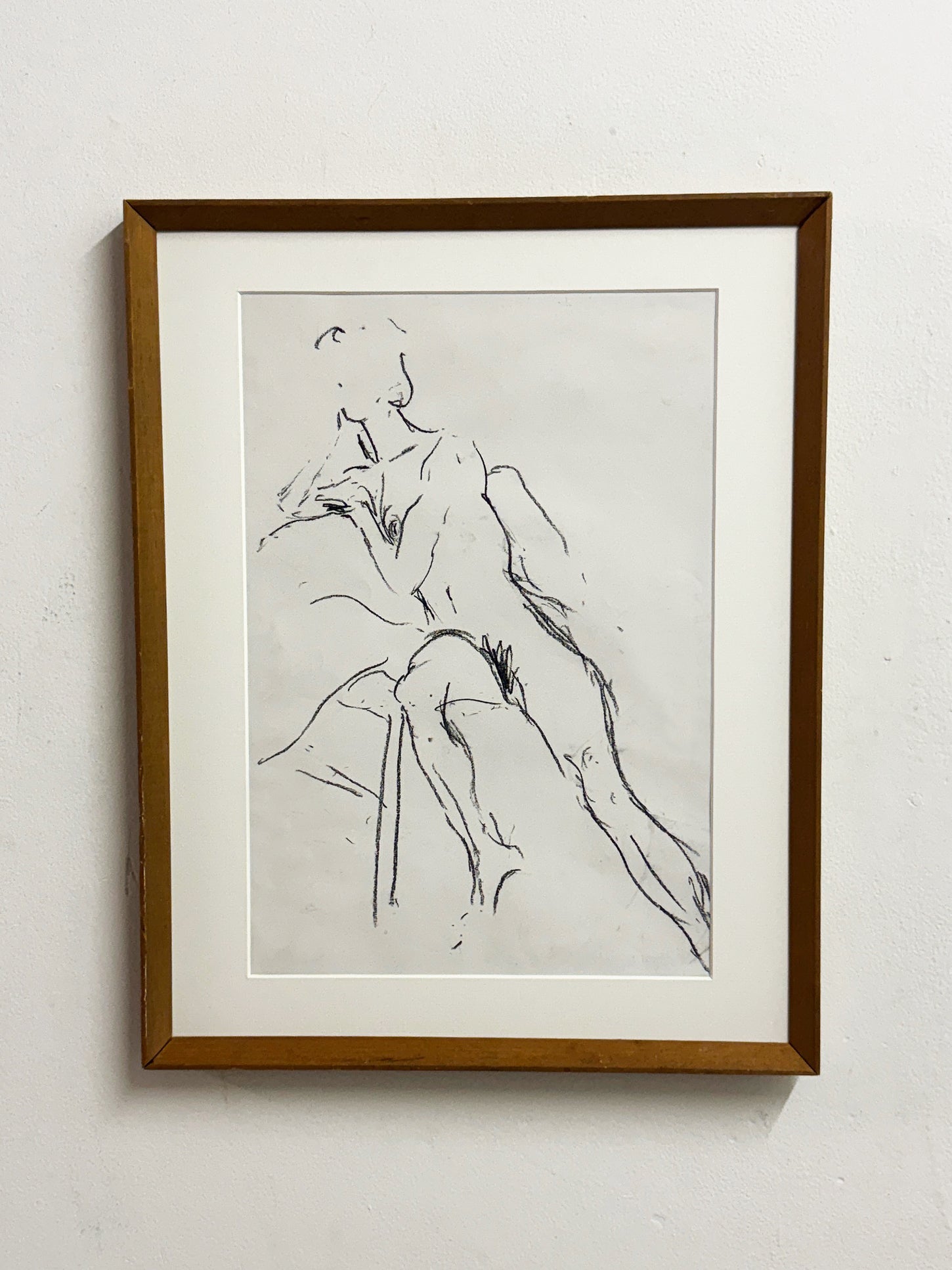 1970s Modernist Abstract Nude Figure Study Drawing