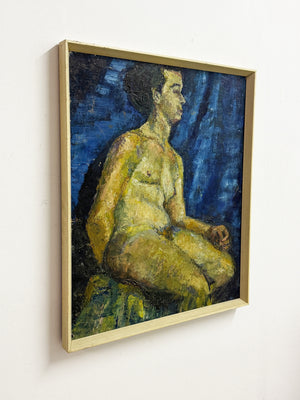 Mid-Century Expressionist Nude Oil Painting