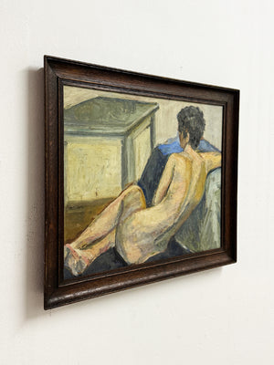 Mid-Century Modernist Reclining Nude Oil Painting