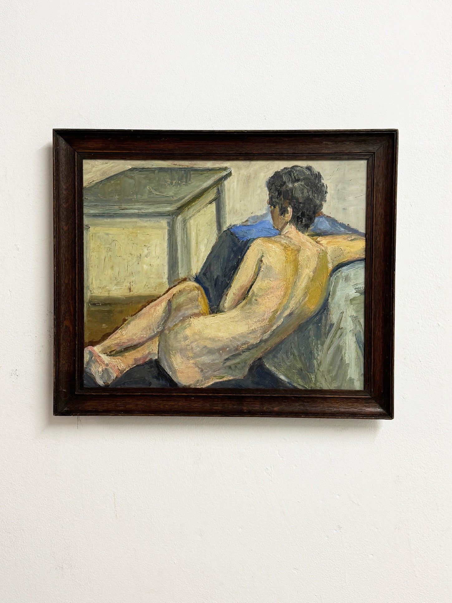 Mid-Century Modernist Reclining Nude Oil Painting