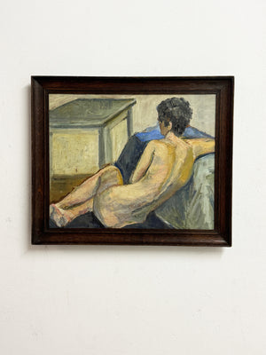 Mid-Century Modernist Reclining Nude Oil Painting