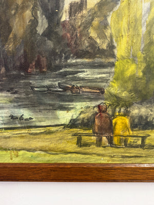 Mid-Century British Park Scene Oil Painting, Owen Rowley