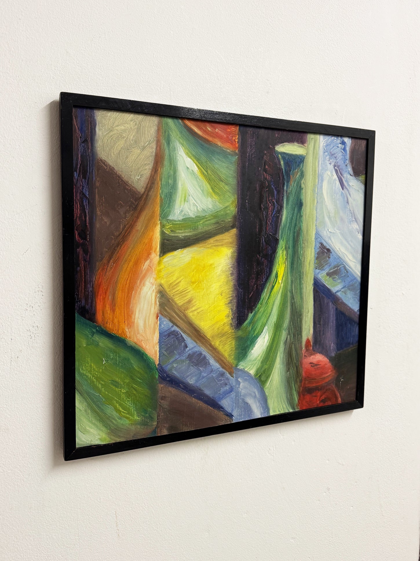 Mid-Century Cubist Modernist Abstract Still Life Oil Painting