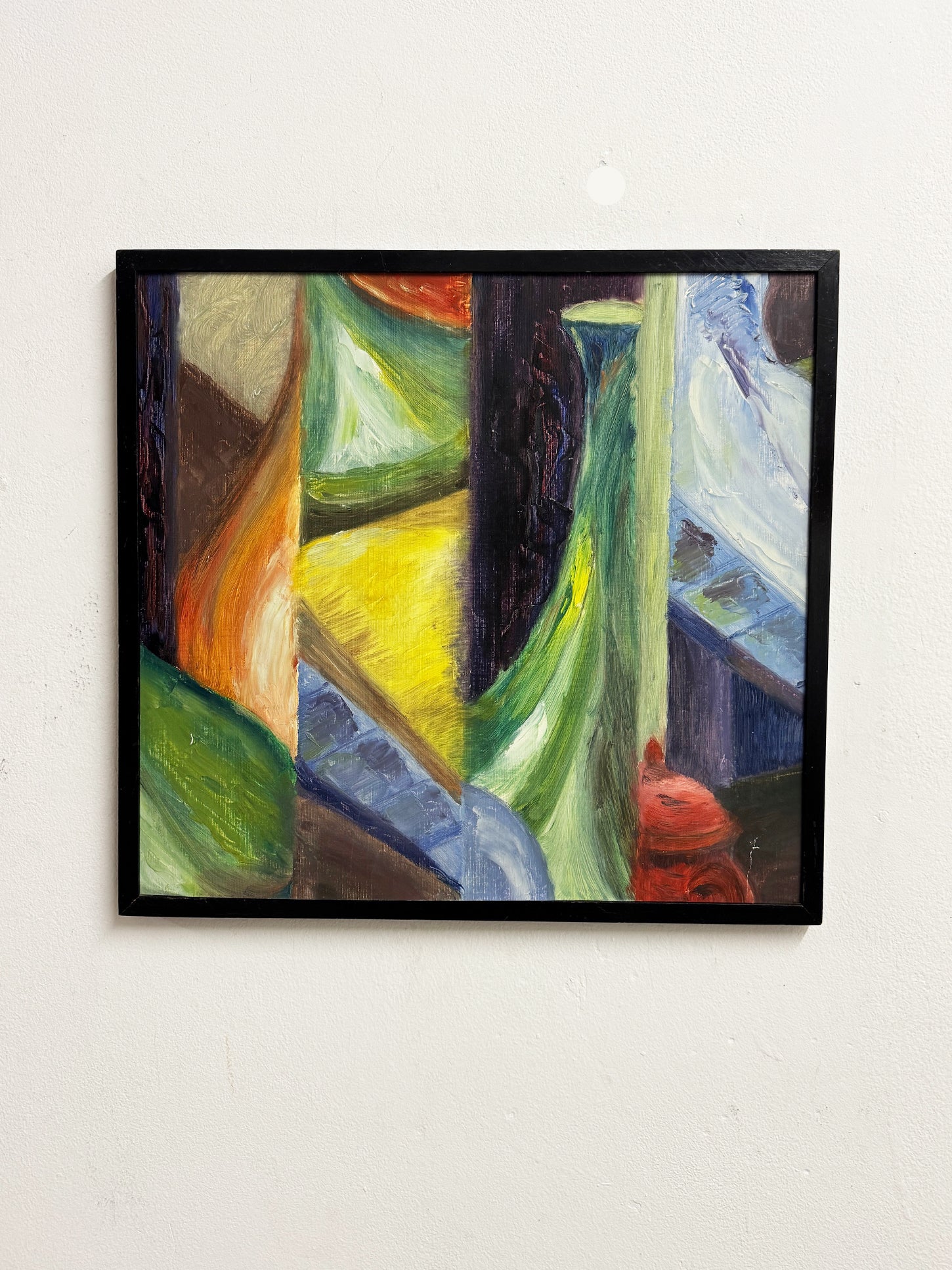 Mid-Century Cubist Modernist Abstract Still Life Oil Painting