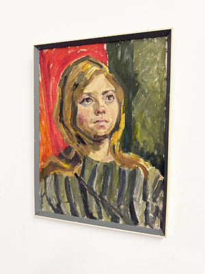 Mid-Century Modern Portrait Oil Painting, Owen Rowley