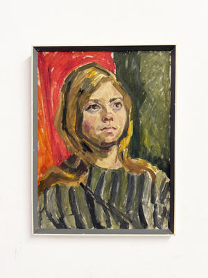 Mid-Century Modern Portrait Oil Painting, Owen Rowley