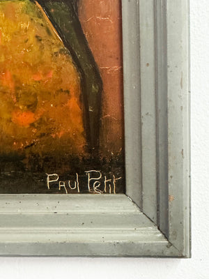 Paul Petit Mid Century French Figurative Abstract Oil Painting