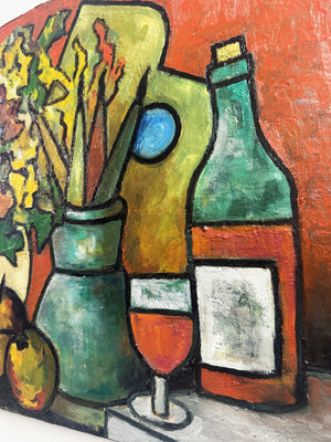 Paul Petit Mid-Century French Still Life Abstract Oil Painting