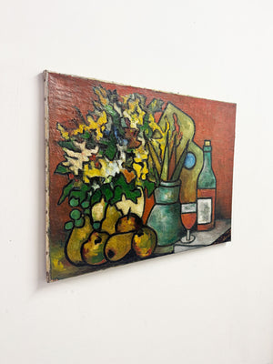 Paul Petit Mid-Century French Still Life Abstract Oil Painting