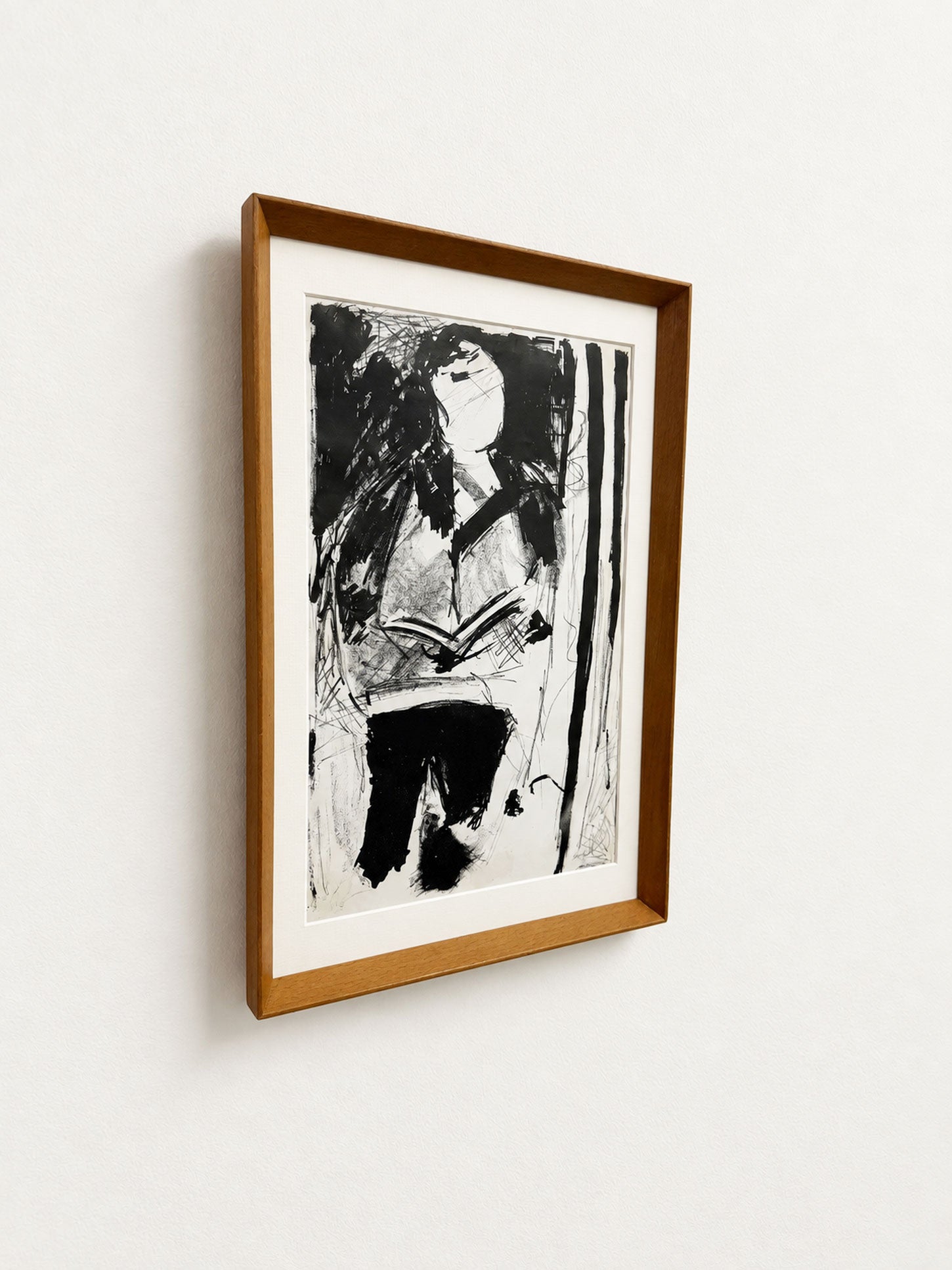 Mid-Century Abstract Figurative Pen and Ink Drawing – The Reader