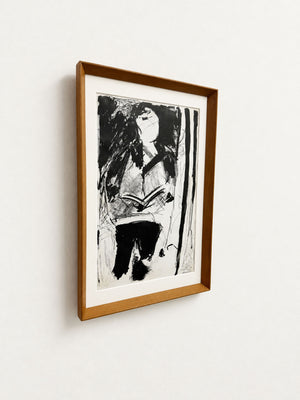 Mid-Century Abstract Figurative Pen and Ink Drawing – The Reader