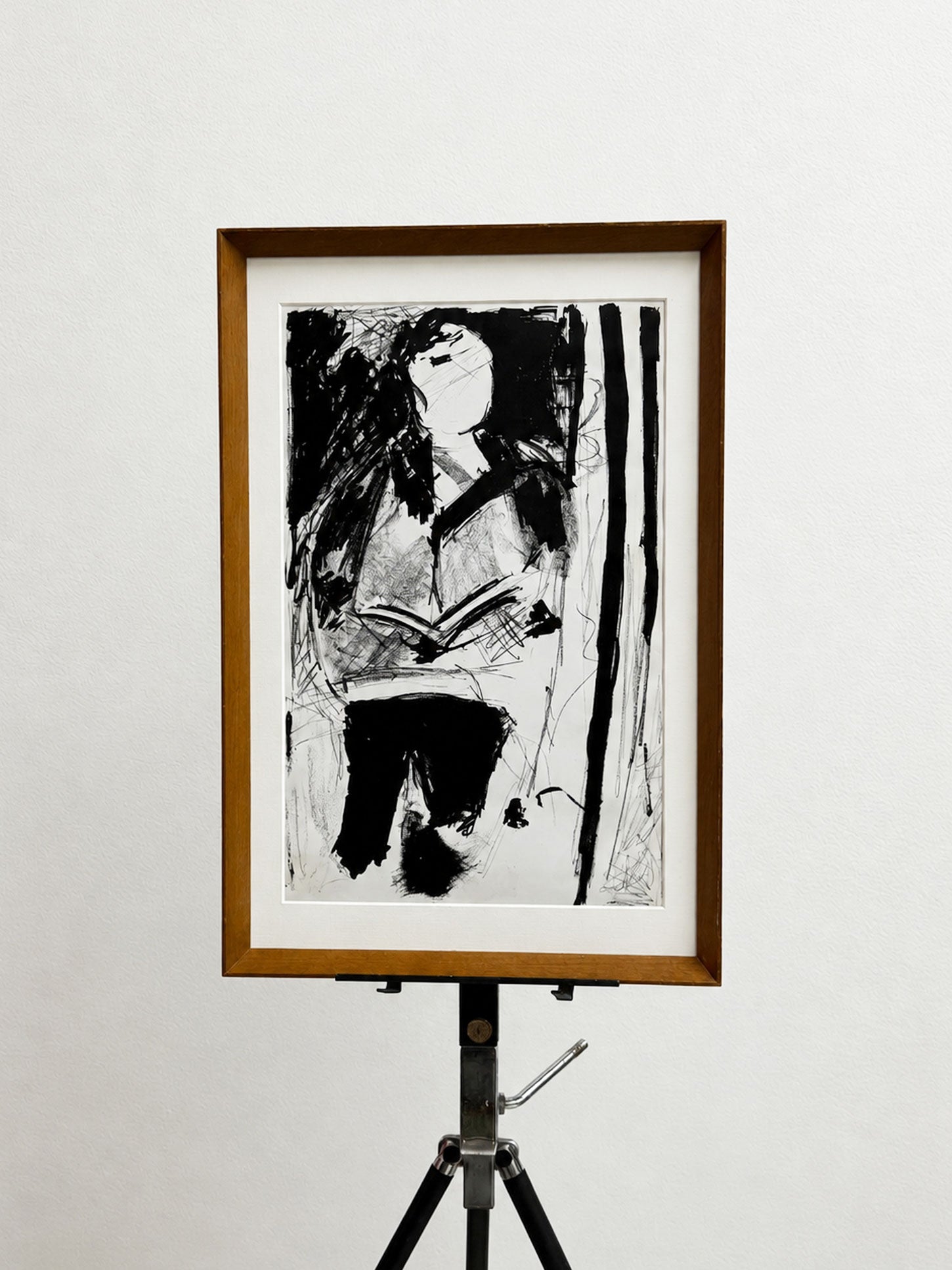 Mid-Century Abstract Figurative Pen and Ink Drawing – The Reader