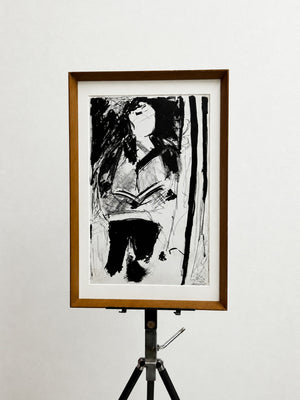 Mid-Century Abstract Figurative Pen and Ink Drawing – The Reader