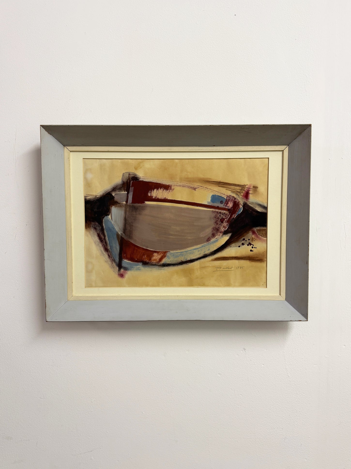 Mid Century Vintage Original Artwork Spanish Abstract Painting by Pep Nebot 1975