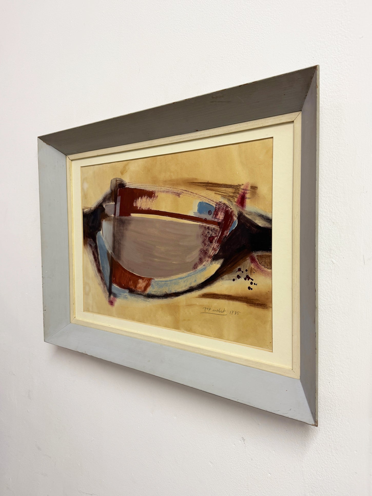 Mid Century Vintage Original Artwork Spanish Abstract Painting by Pep Nebot 1975