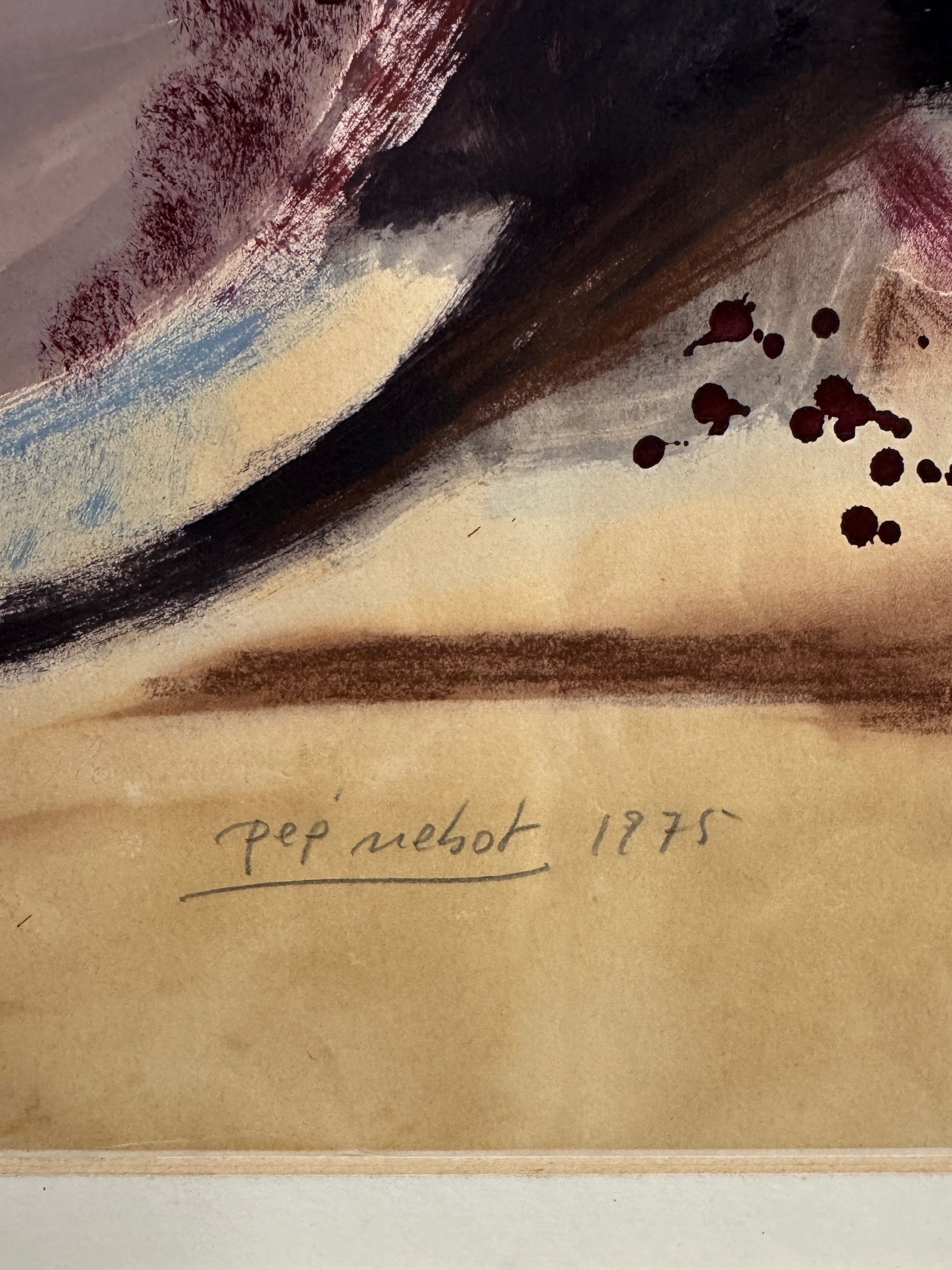 Mid Century Vintage Original Artwork Spanish Abstract Painting by Pep Nebot 1975