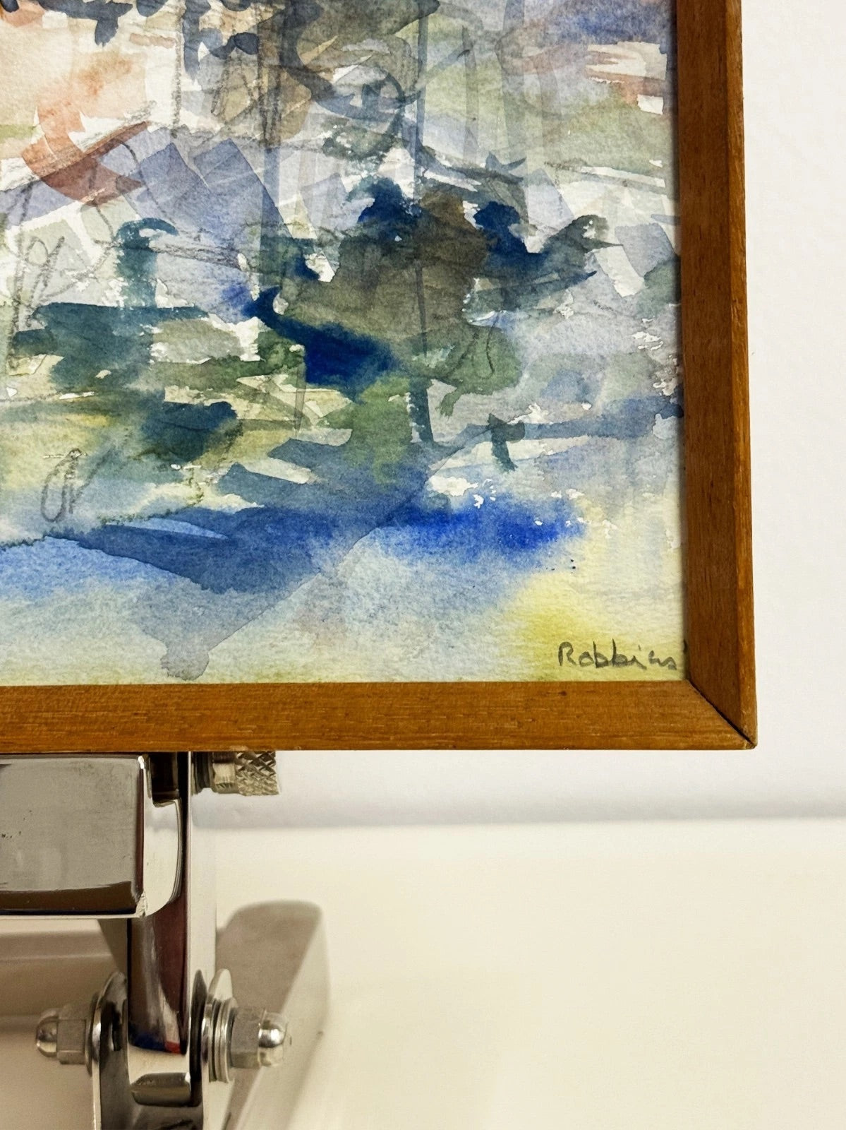 Mid-Century Landscape Watercolour Signed Painting Modernist Cityscape