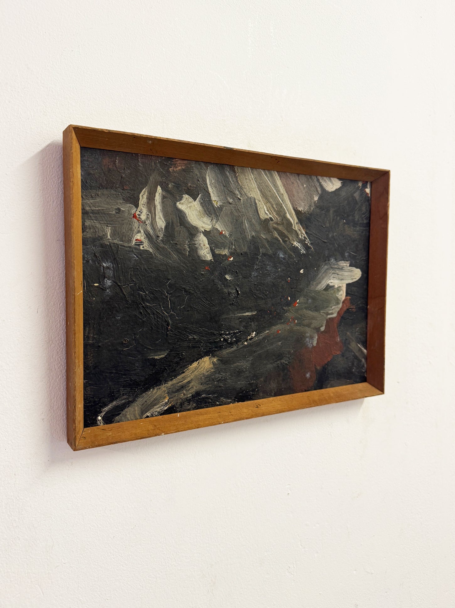 Swedish Mid-Century Vintage Scandinavian Abstract Dark Textured Oil Painting