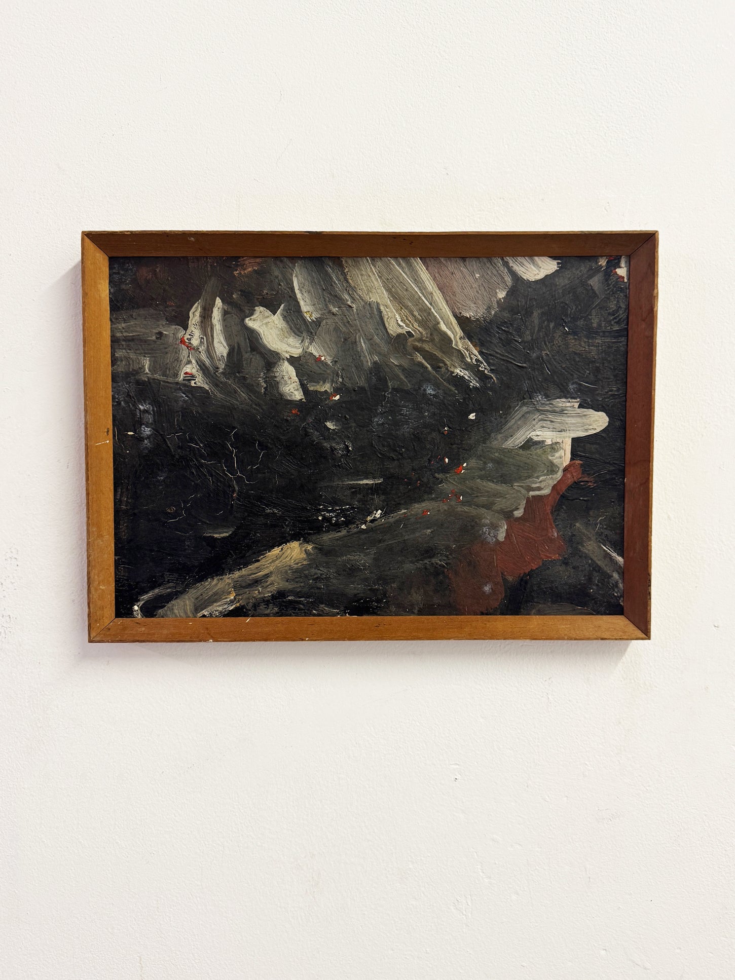 Swedish Mid-Century Vintage Scandinavian Abstract Dark Textured Oil Painting