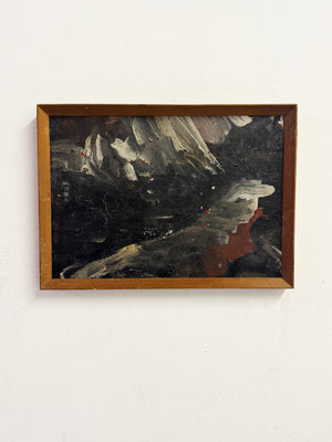 Swedish Mid-Century Vintage Scandinavian Abstract Dark Textured Oil Painting