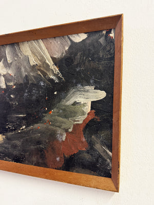 Swedish Mid-Century Vintage Scandinavian Abstract Dark Textured Oil Painting
