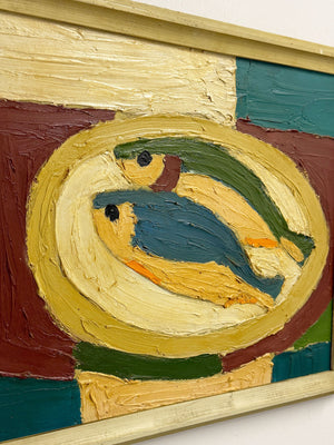 Swedish Mid-Century Style Fish Still Life | Textured Impasto Oil Painting