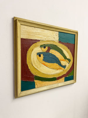 Swedish Mid-Century Style Fish Still Life | Textured Impasto Oil Painting
