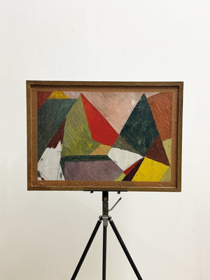 Mid-Century Scandinavian Cubist Townscape Oil Painting, Swedish School, Circa 1960s