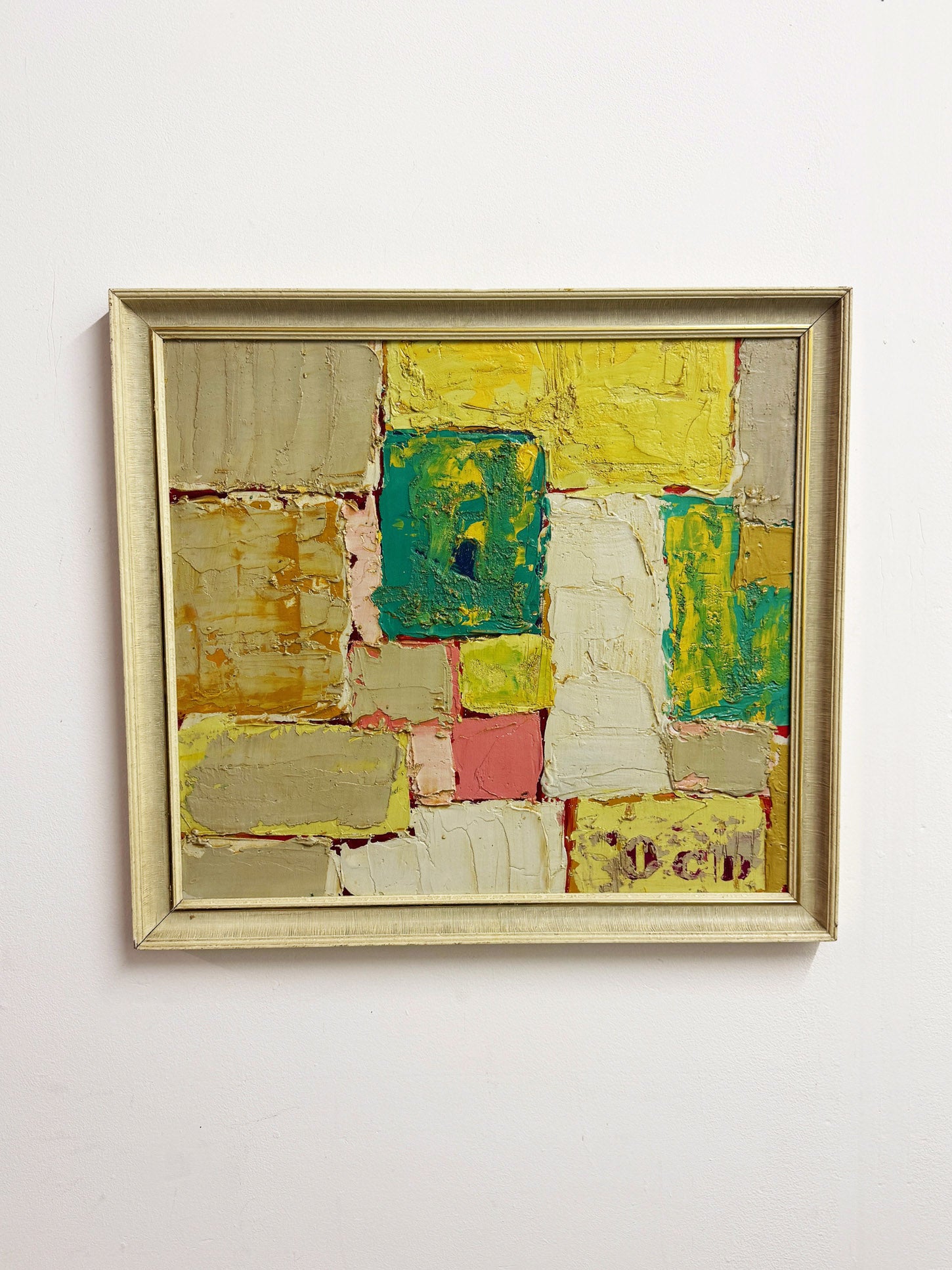 Terence Wood, Original Abstract Impasto Oil Painting Cubist Textured Composition