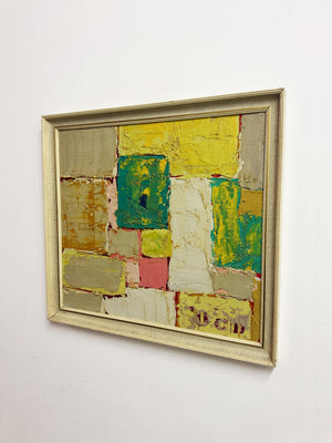 Terence Wood, Original Abstract Impasto Oil Painting Cubist Textured Composition