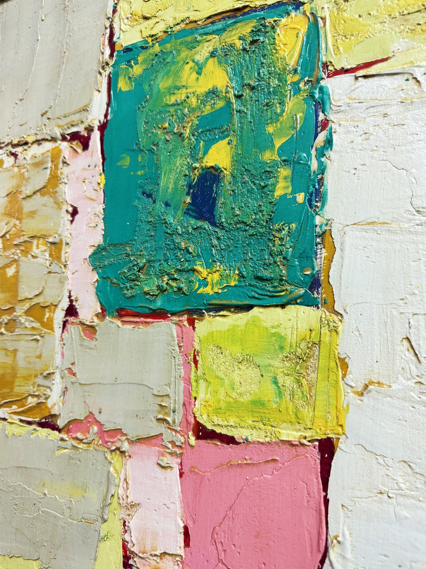 Terence Wood, Original Abstract Impasto Oil Painting Cubist Textured Composition