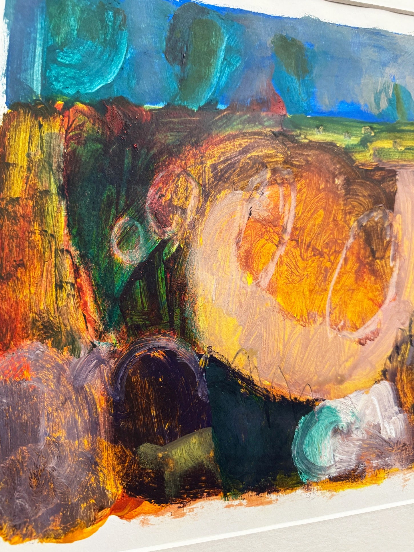 Mid-Century Modernist Abstract Landscape Painting