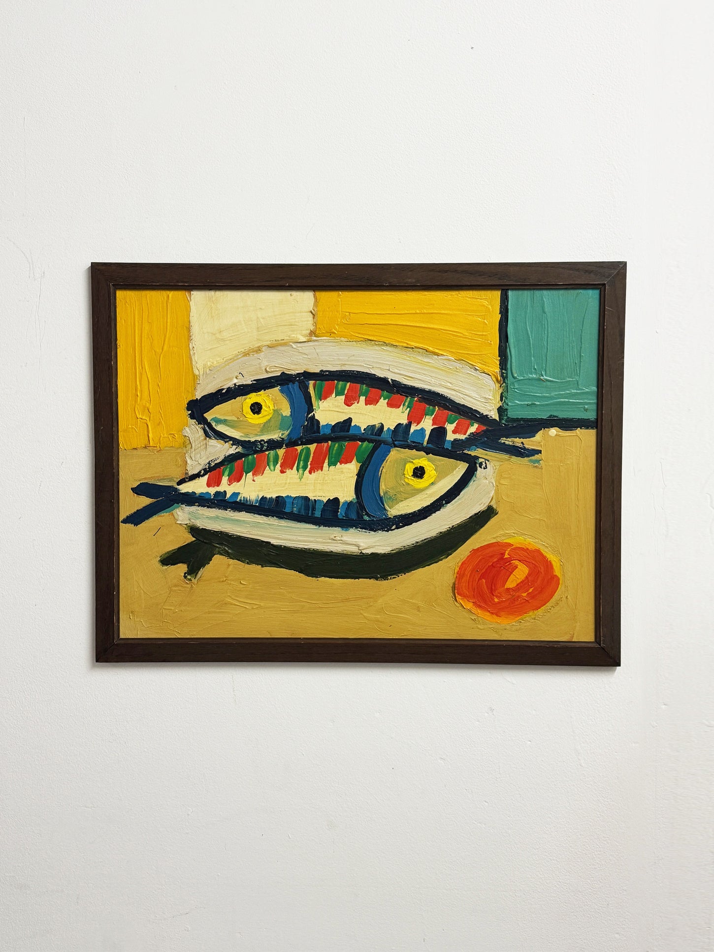 Original Textured Still Life Oil Painting - Abstract Fish