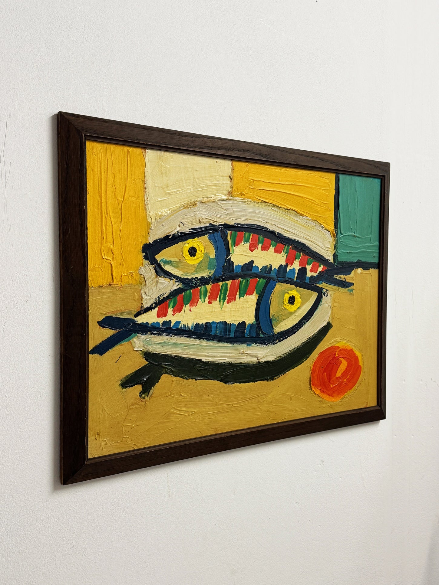 Original Textured Still Life Oil Painting - Abstract Fish