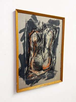 Felix Robbins — Large Vintage Study, Reclining Nude Figure