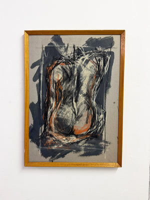Felix Robbins — Large Vintage Study, Reclining Nude Figure