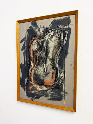 Felix Robbins — Large Vintage Study, Reclining Nude Figure