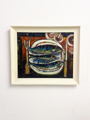 Barrington Moore TABB, Abstract Still Life Mackerel Fish Oil Painting