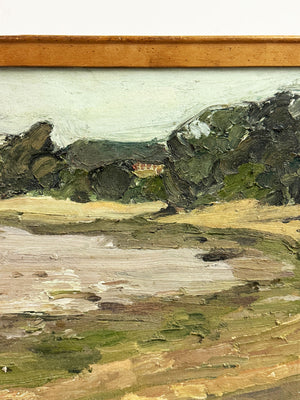 Signed Vintage River Stour at Harkstead, Suffolk Impressionist Landscape Oil Painting