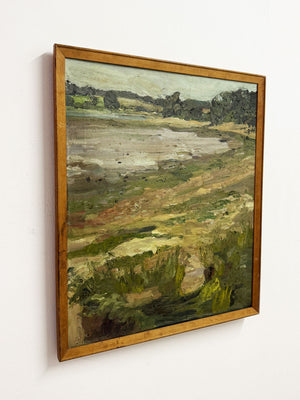 Signed Vintage River Stour at Harkstead, Suffolk Impressionist Landscape Oil Painting