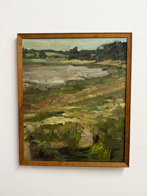 Signed Vintage River Stour at Harkstead, Suffolk Impressionist Landscape Oil Painting