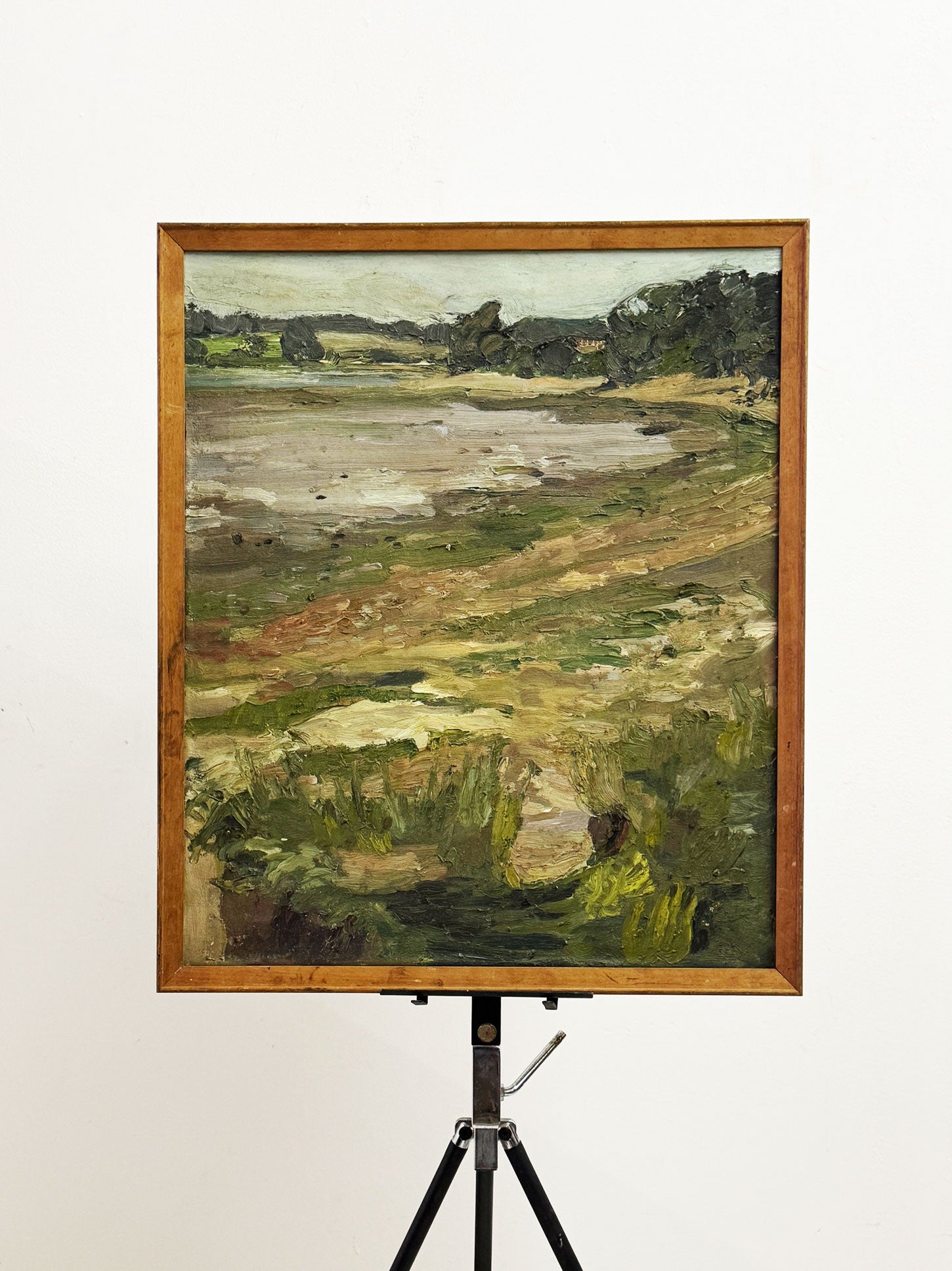 Signed Vintage River Stour at Harkstead, Suffolk Impressionist Landscape Oil Painting