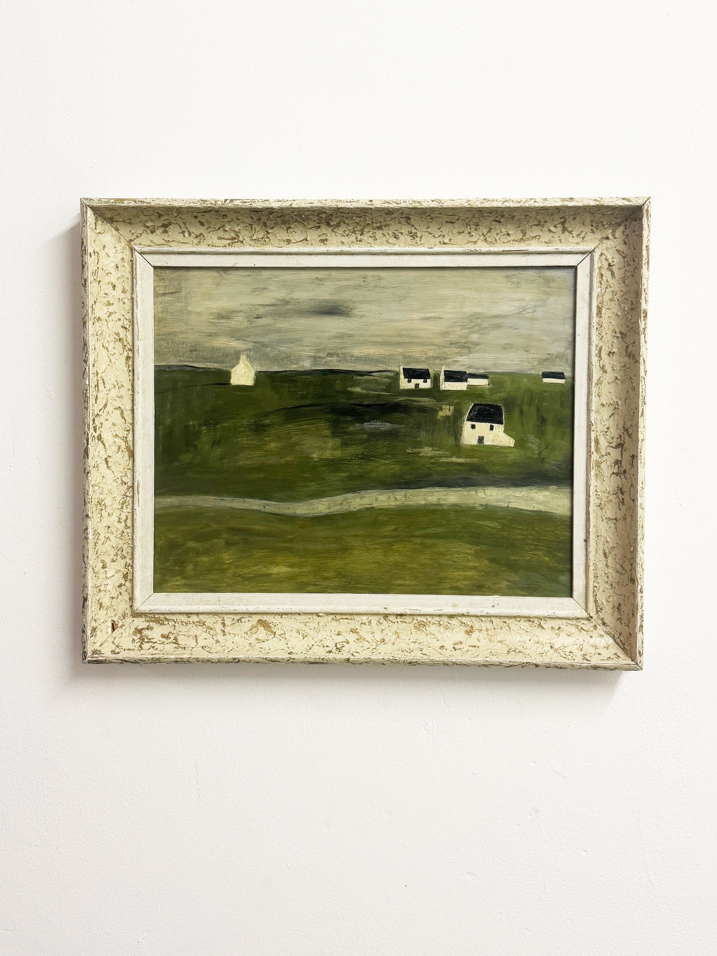 Vintage Rural Houses & Landscape Oil Painting