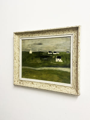 Vintage Rural Houses & Landscape Oil Painting