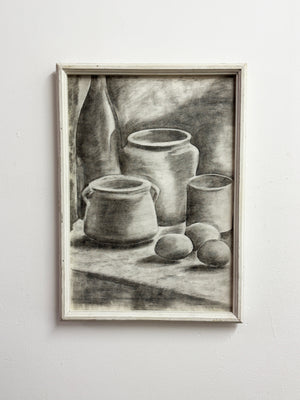Vintage Charcoal Still Life Drawing