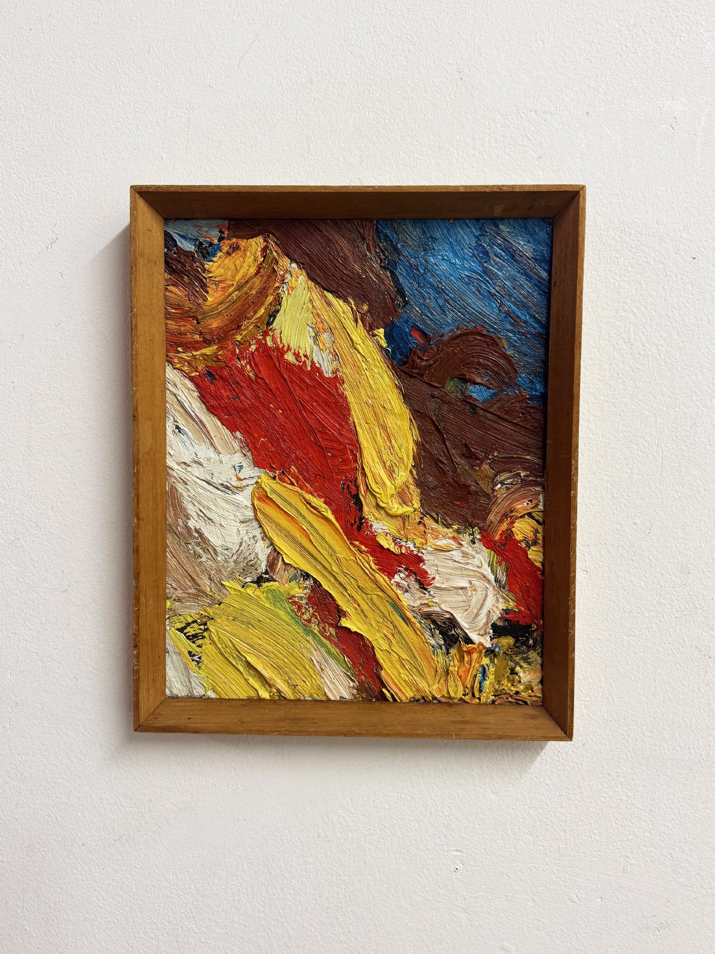 Mid-Century Vintage Swedish Abstract Heavy Impasto Oil Painting