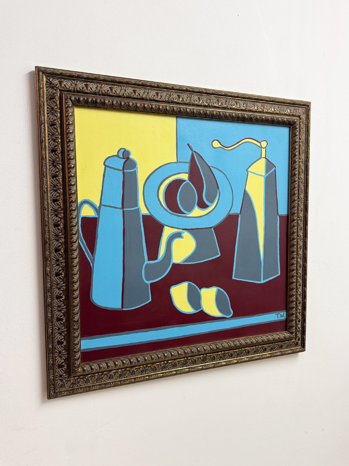 Terence R. Wood, Mid Century Vintage Scandinavian Still Life Oil Painting