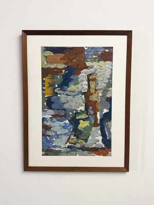 Mid Century Abstract Painting – Vintage Modernist Artwork Signed F.S. 1960's