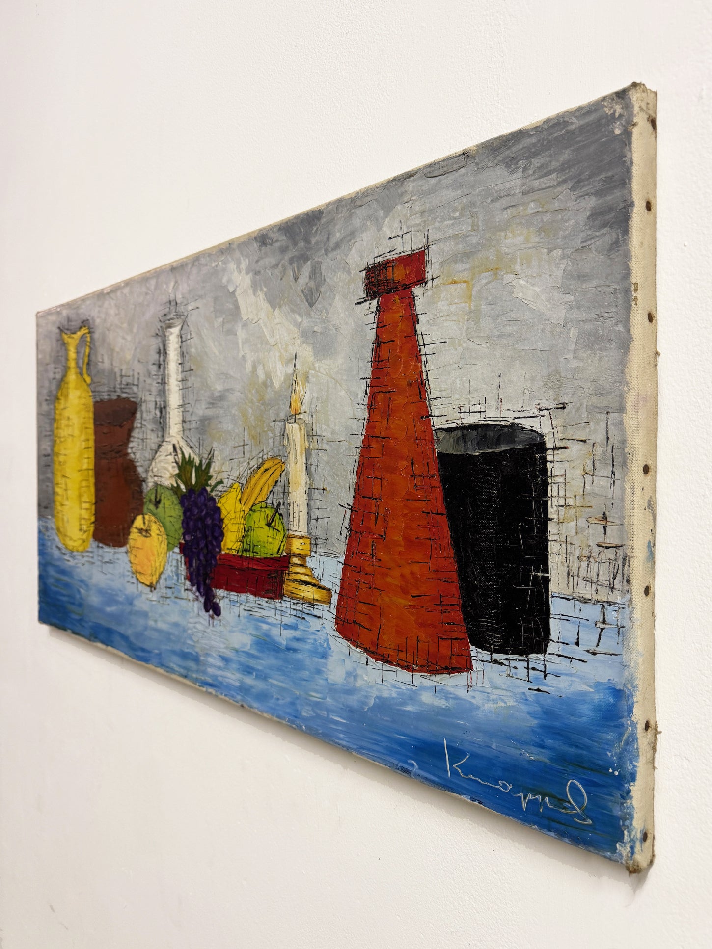 Mid Century Still Life Modernist Signed Oil Painting