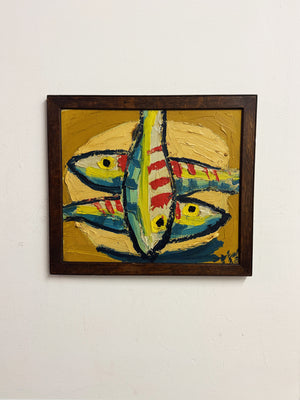 Modernist Expressionist Textured Impasto Fish Painting